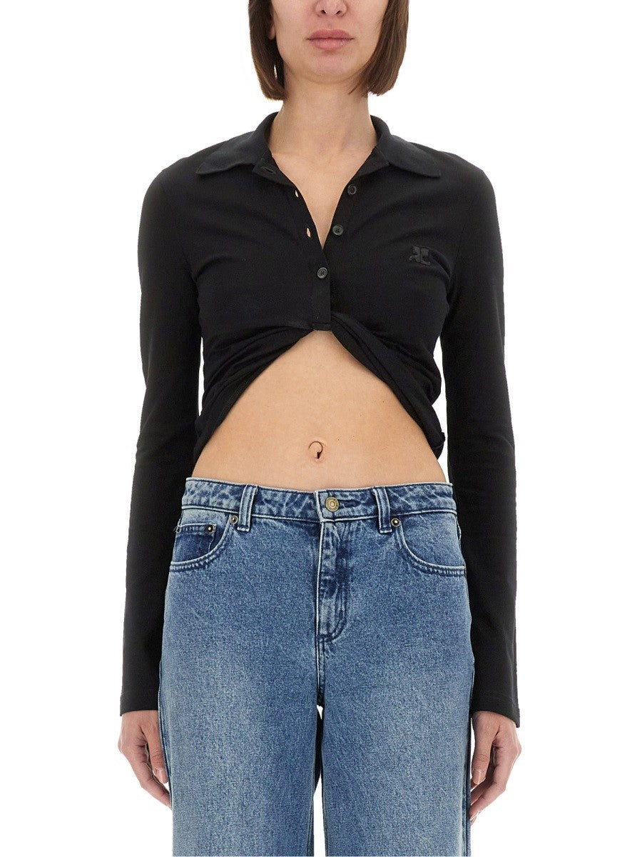 COURREGES - Woman - Black - POLO SHIRT