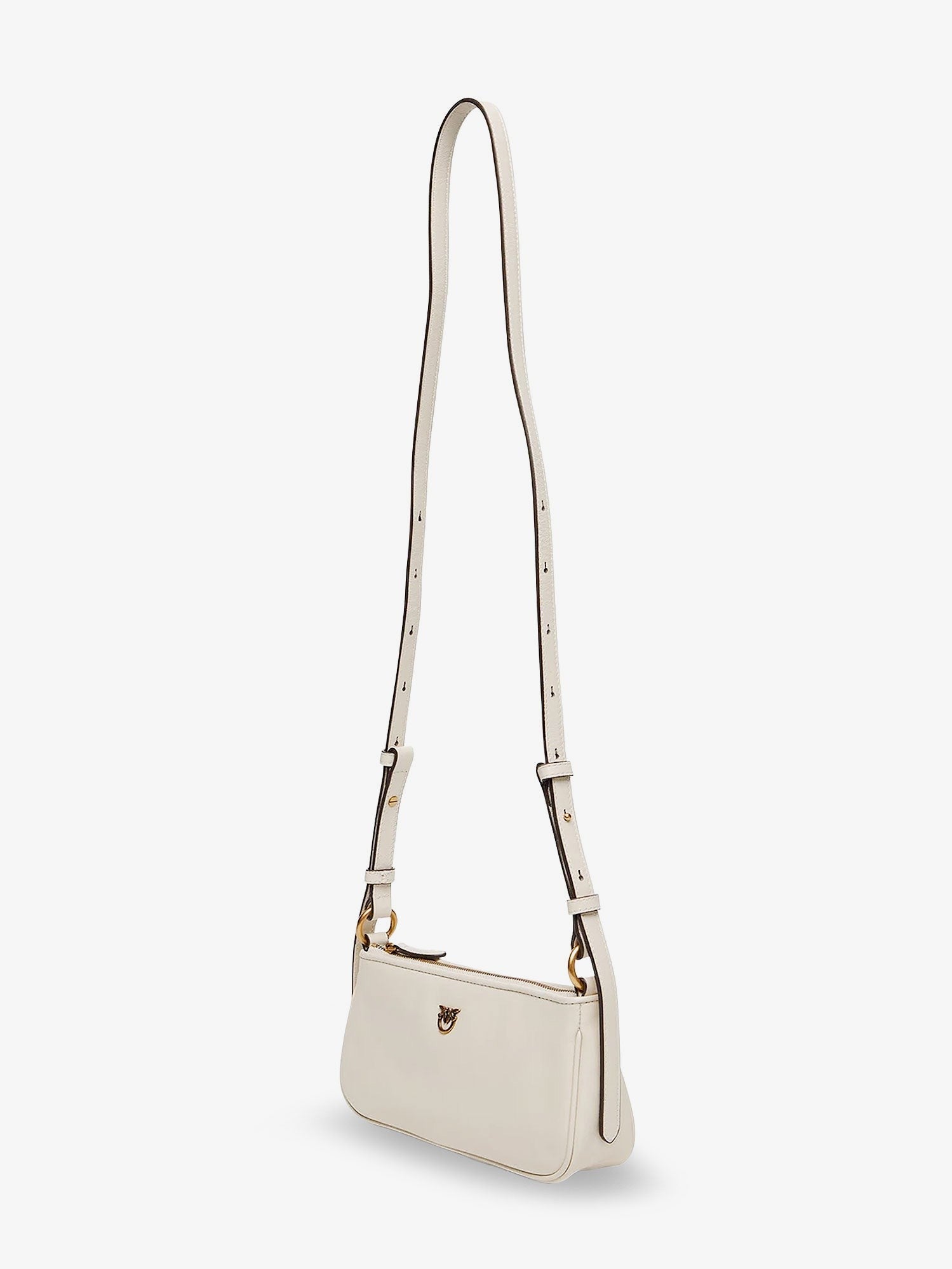 Pinko Mini Half Moon Leather Crossbody Bag – White