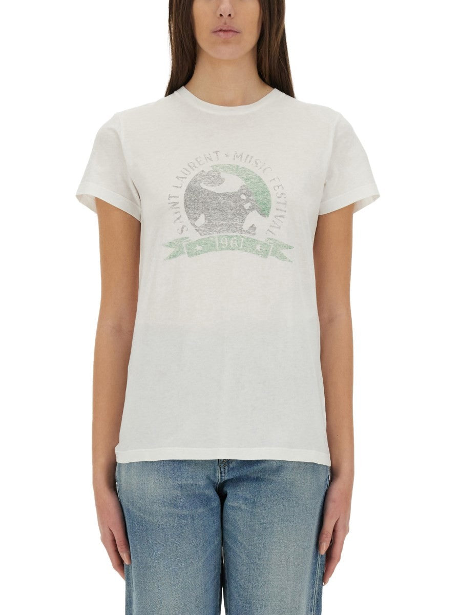 Saint Laurent - Woman - Beige - T-shirt