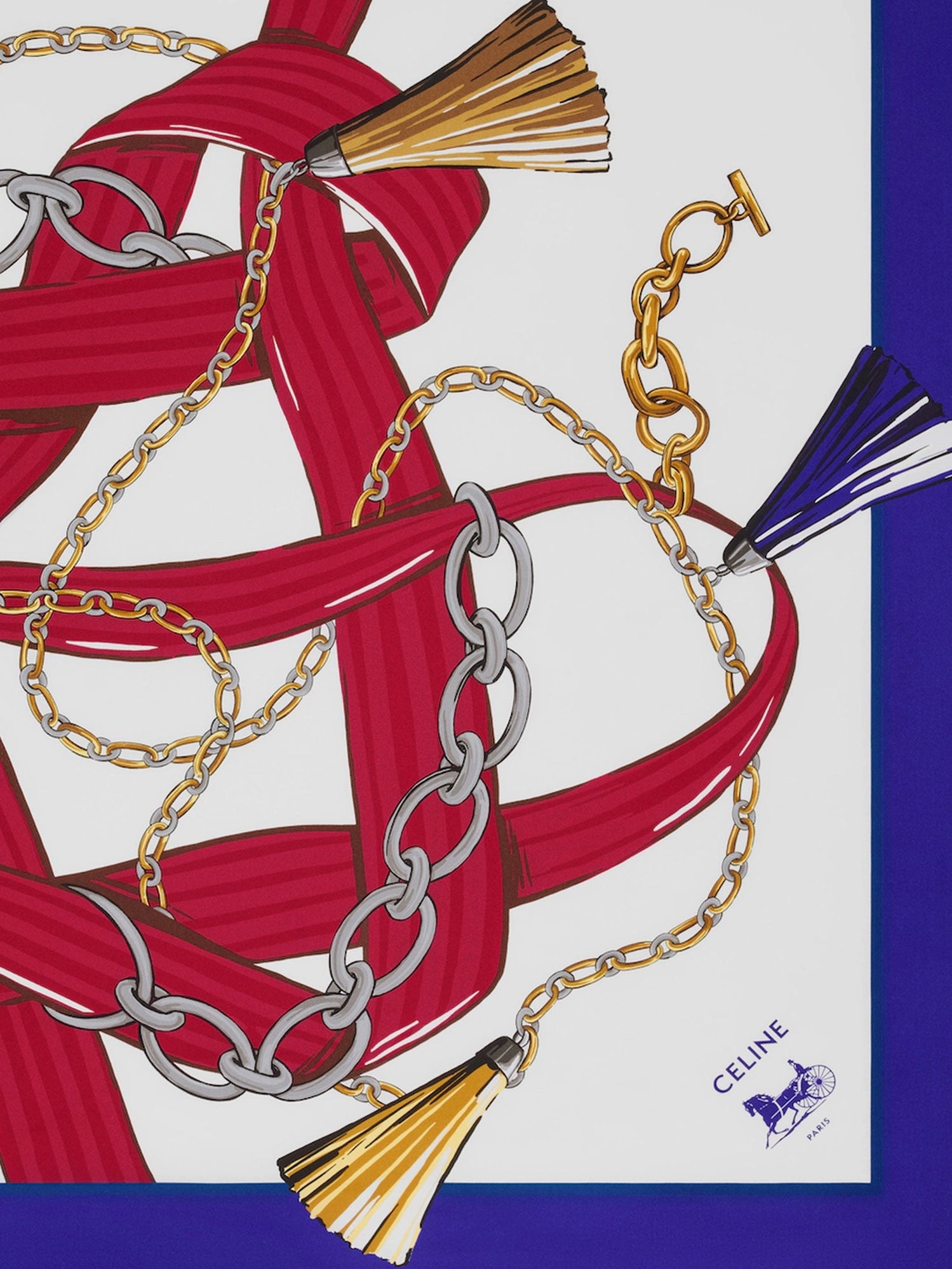 Celine - Woman - Ivoire/Blue/Red - Scarf