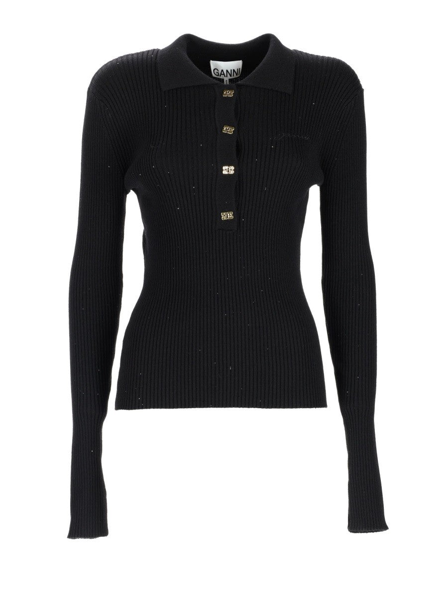 GANNI - Woman - Black - POLO SHIRTS